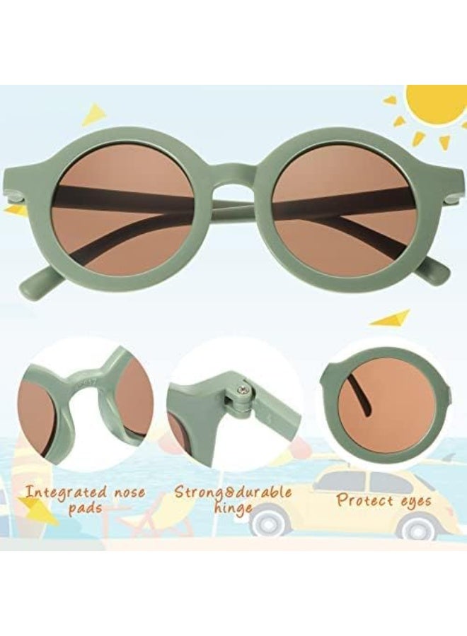 ChicAbode 8 Pairs Kids Sunglasses, Cute Round Retro Sunglasses, UV Protected Toddler Polarized Glasses, Kids Party Favors for Boys Girls Beach Party Beach Outdoor Sports, Age 3-10 - Image 5